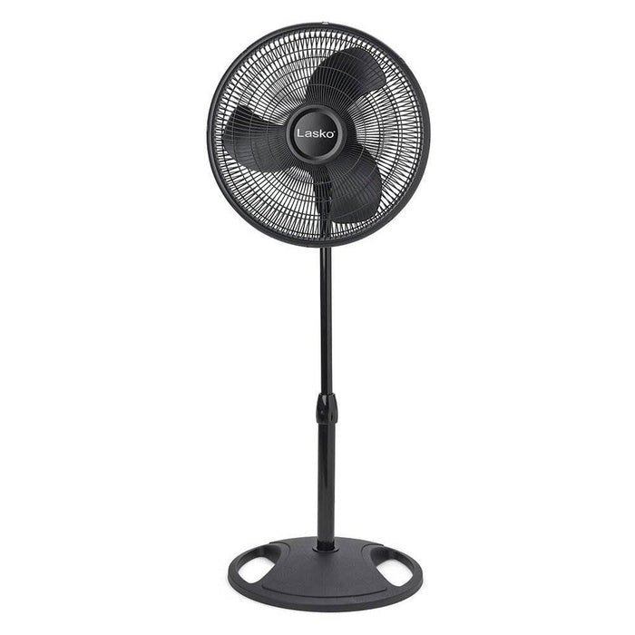 Lasko 16 Inch Oscillating 3 Speed Adjustable Pedestal Stand Fan, Black (2 Pack)