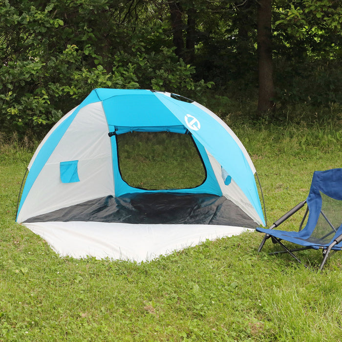 Tahoe Gear Cruz Bay Summer Sun Shelter and Beach Shade Tent Canopy, Blue & White