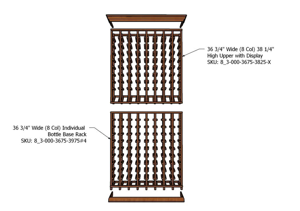 Multi Column Wine Racking System Customizable Bottle Storage with Presentation Row Display Holds 152 Bottles