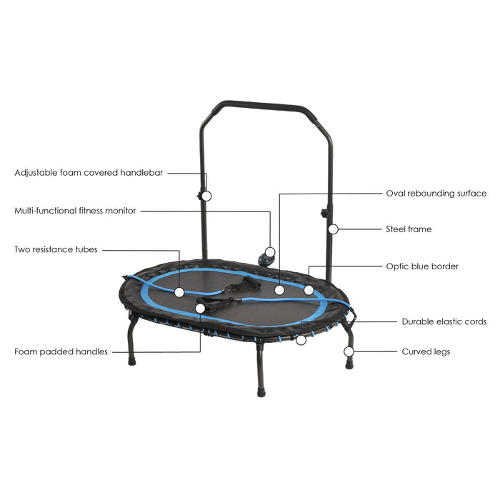 Stamina InTone Oval Fitness Rebounder Trampoline for Cardio with Handlebars