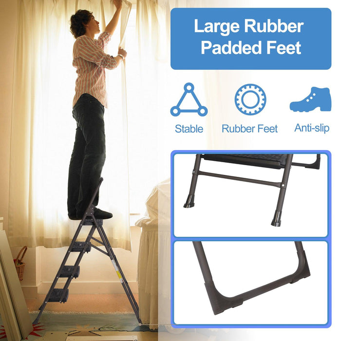 4 Step Portable Folding Ladder Step Stool with Wide Anti-Slip Pedal and Handgrip