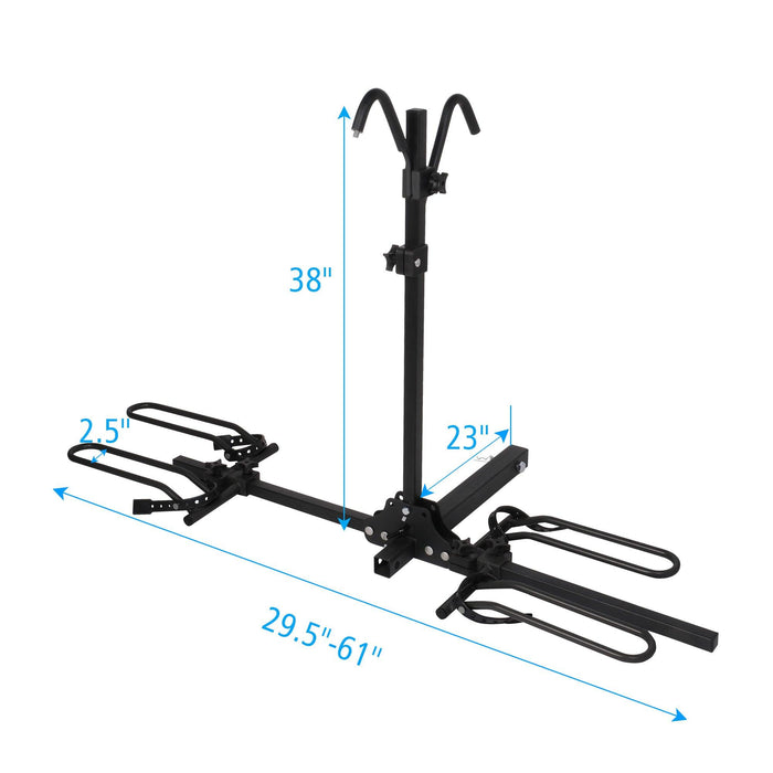 Hitch Mount Bike Rack for 2 Bikes Platform Style Bicycle Carrier for Car with 2" Hitch Receiver, Straight Tube