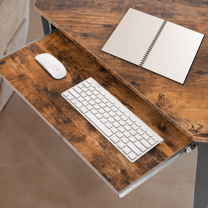 Corner Desk for Small Space Home Office Computer Desk Writing Table with Storage Shelves and Bookshelf, Brown