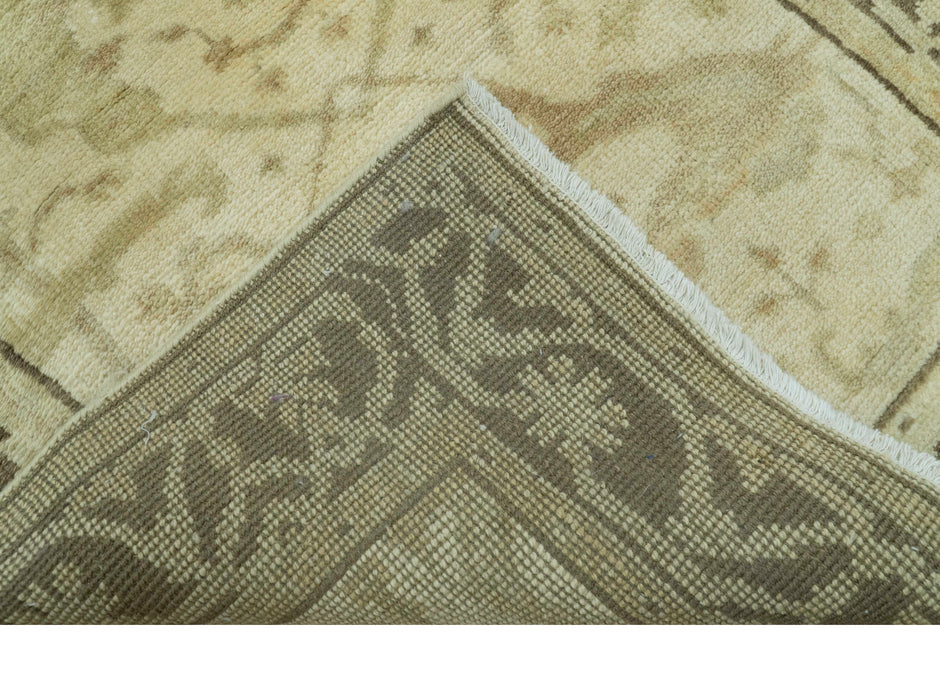 Abstract Design Blue, Beige And Gray 8x10 Hand Knotted Wool and Bamboo Silk Rug