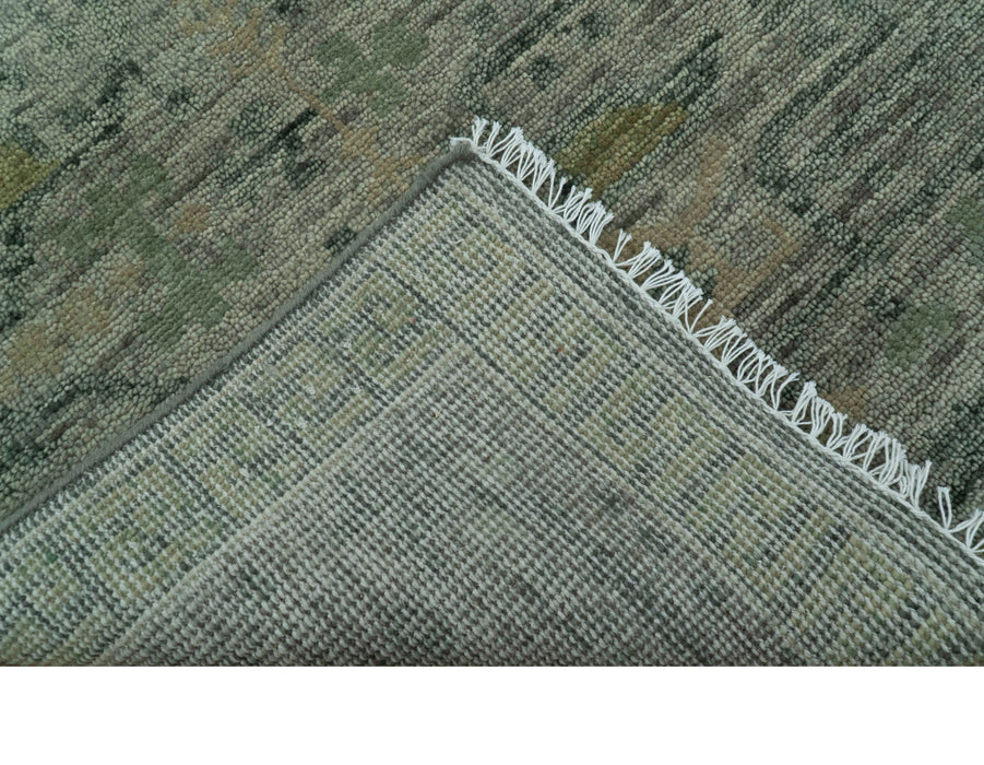 Custom Made Rug Modern Transitional Design Beige And Green Hand Knotted wool
