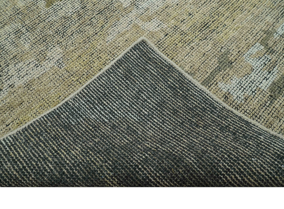 Brown And Silver Abstract Design Hand Knotted Custom Made wool rug