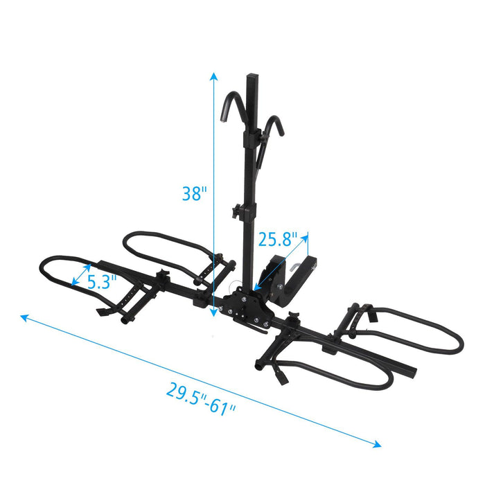 Hitch Mount Bike Rack for 2 Bikes Platform Style Bicycle Carrier for Car with 2" Hitch Receiver, Foldable