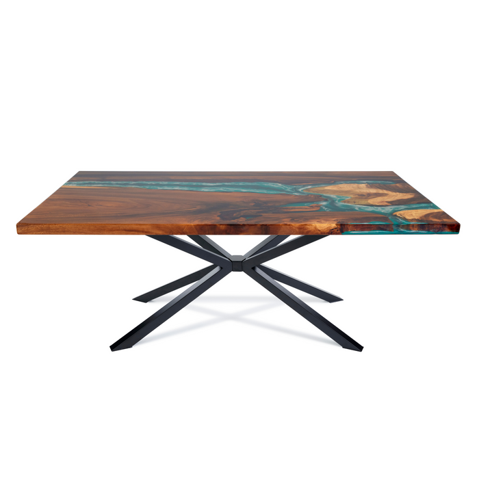 8 ft Resin Table Blue Ocean Style Resin Epoxy River Table With Spider-shaped Legs