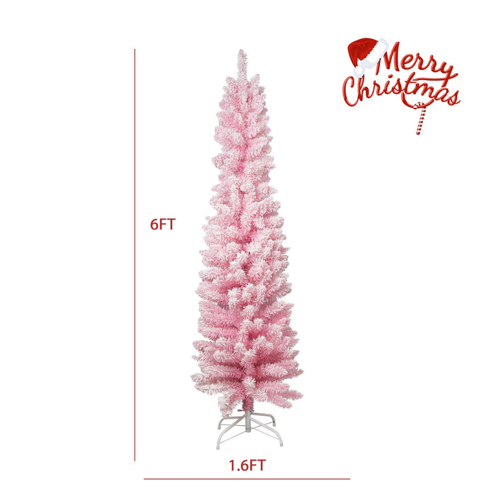 6ft Pink Artificial Christmas Tree Xmas Tree with 320 Branch Tips Metal Stand