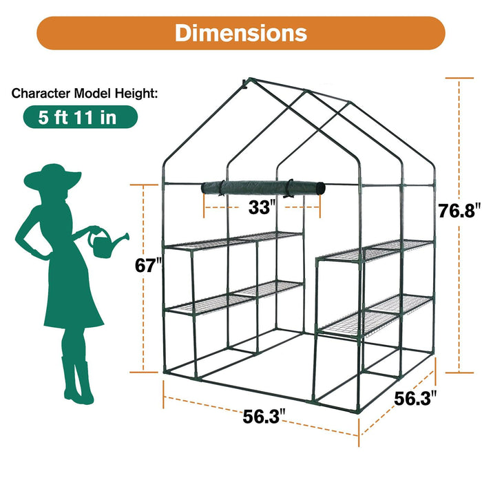 3 Tiers 8 Shelves Walk-in Greenhouse Mini Portable Outdoor Planter House