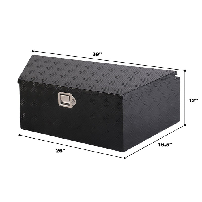 39" Trailer Tongue Box Aluminum Truck Tool Cargo Storage Box Storage Organizer with Lock, Black