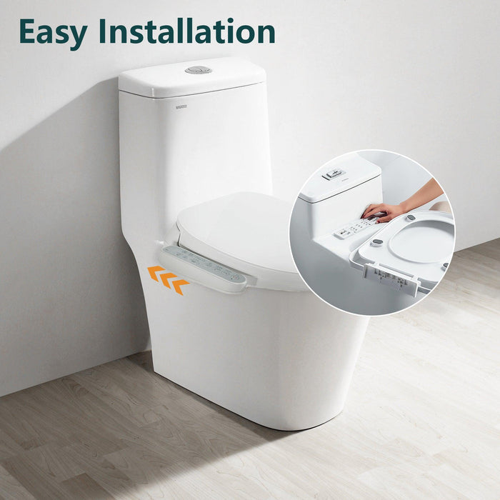 Electronic Heated Bidet Toilet Seat Elongated with Self-Cleaning Nozzle, Warm Air Dryer and Temperature Controlled