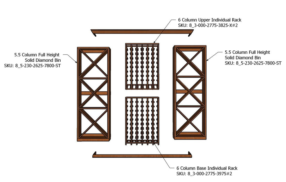 7 Foot Wine Cellar Storage System | 388 Bottle Capacity