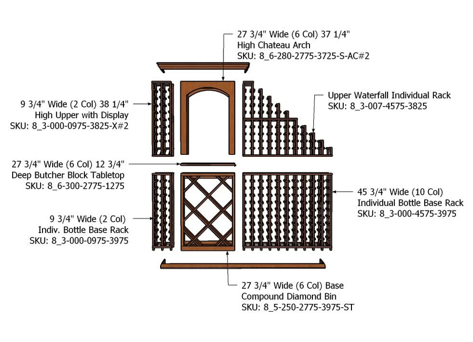 7 Foot Wine Cellar Storage System | 280 Bottle Capacity