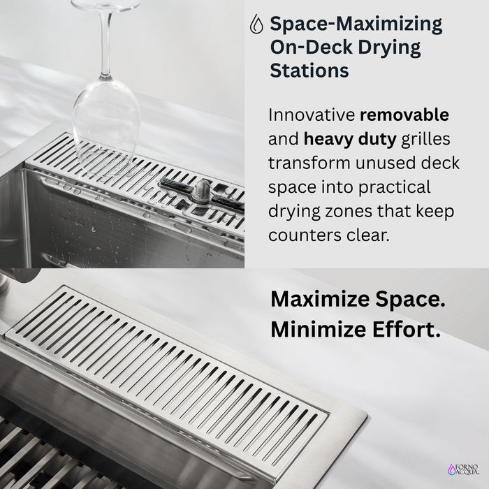 FORNO ACQUA 33 in. Drop-In/Undermount MultiSINK Workstation Sink with Waterfall Faucet & Glass Rinser