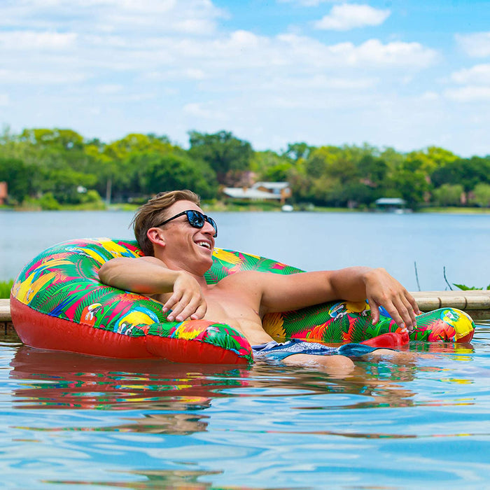 Margaritaville Pool Floats Sit & Sip Hammock Style Inflatable Water Chair, Red