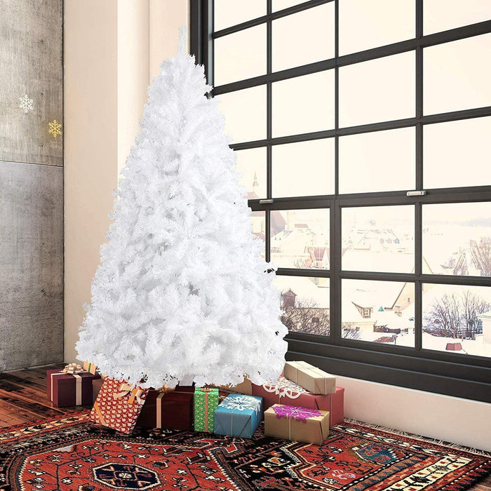 7ft Christmas Tree Artificial Pine Tree with 1000 Branch Tips and Decoration, White