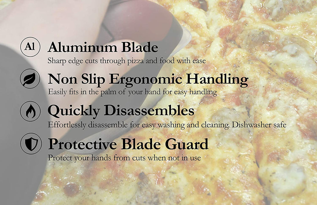 Chicago Brick Oven Pizza Cutter with Cover, Pizza Wheel, Ergonomic Plastic Pizza Cutter Wheel with Protective Blade Guard, Mini Pizza Cutter, Compact & Dishwasher Safe Pizza Cutter