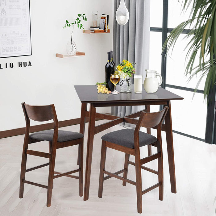 5 Piece Bar Table Set, 1 Bar Table 36" for 2-4 with 4 Bar Stools Mid-Century Modern Kitchen Dining Table Set