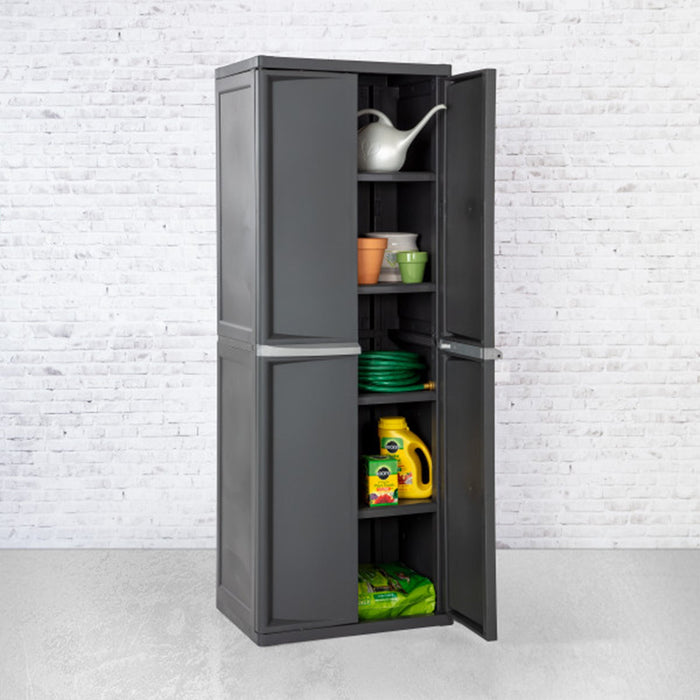 Sterilite Adjustable 4-Shelf Storage Cabinet With Doors, Gray | 01423V01