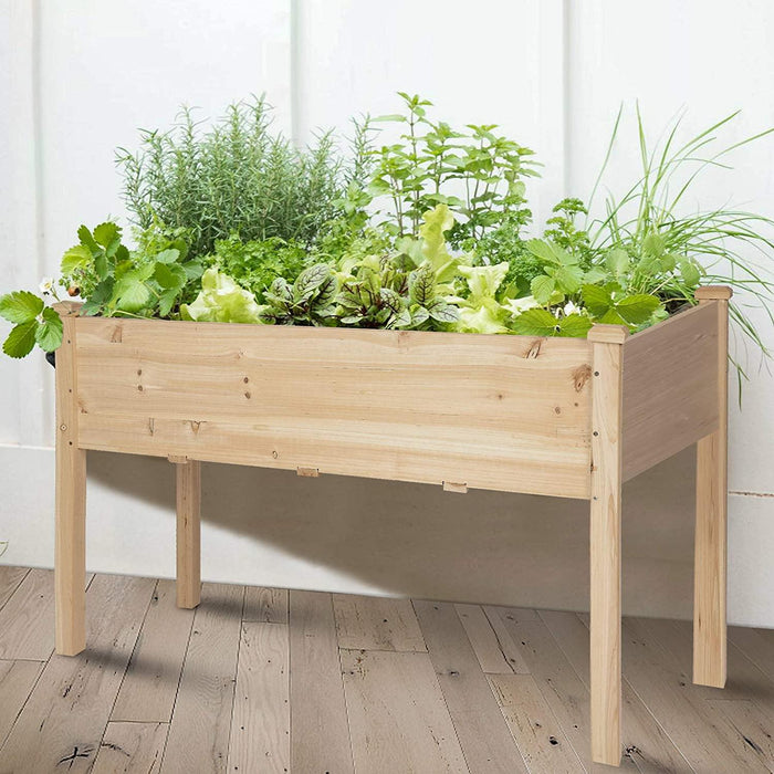 47.2"x21.6"x29.5" Raised Garden Bed Standing Elevated Planter Wooden Box with Drain Hole