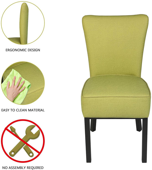 Set of 2 Modern Dining Chairs PU Leather Side Chairs with Soft Cushion, Green