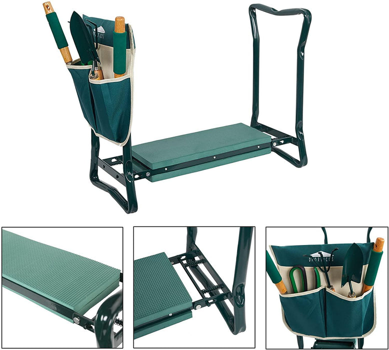 Folding Garden Kneeler and Seat Garden Bench Lightweight Garden Stools with Tool Pouch and Soft Kneeling Pad