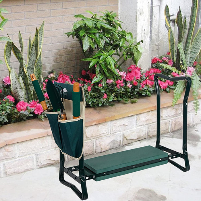 Folding Garden Kneeler and Seat Garden Bench Lightweight Garden Stools with Tool Pouch and Soft Kneeling Pad