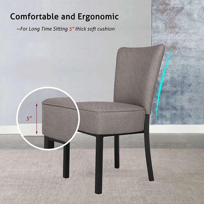 Set of 2 Modern Dining Chairs PU Leather Side Chairs with Soft Cushion, Gray