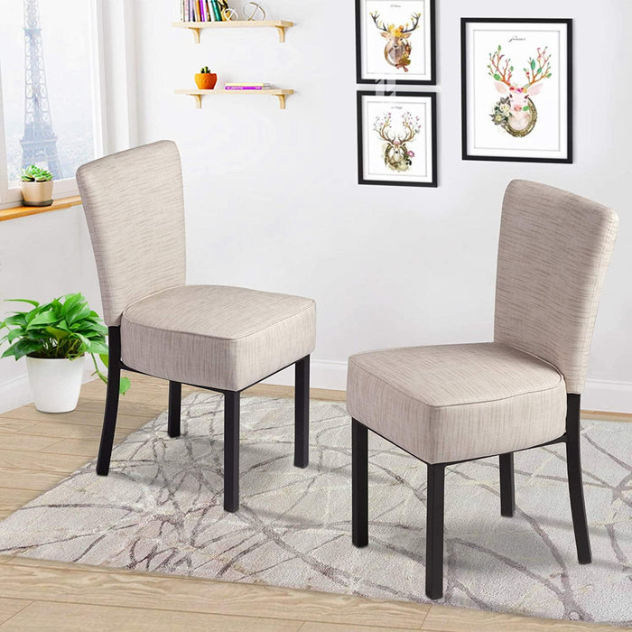 Set of 2 Upholstered Dining Chairs PU Leather Modern Dining Room Chairs, Cream