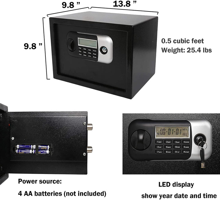 0.5 Cu ft Small Home Safe Box Money Safe Wall Safe with  Alarm System