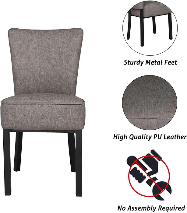 Set of 2 Modern Dining Chairs PU Leather Side Chairs with Soft Cushion, Gray