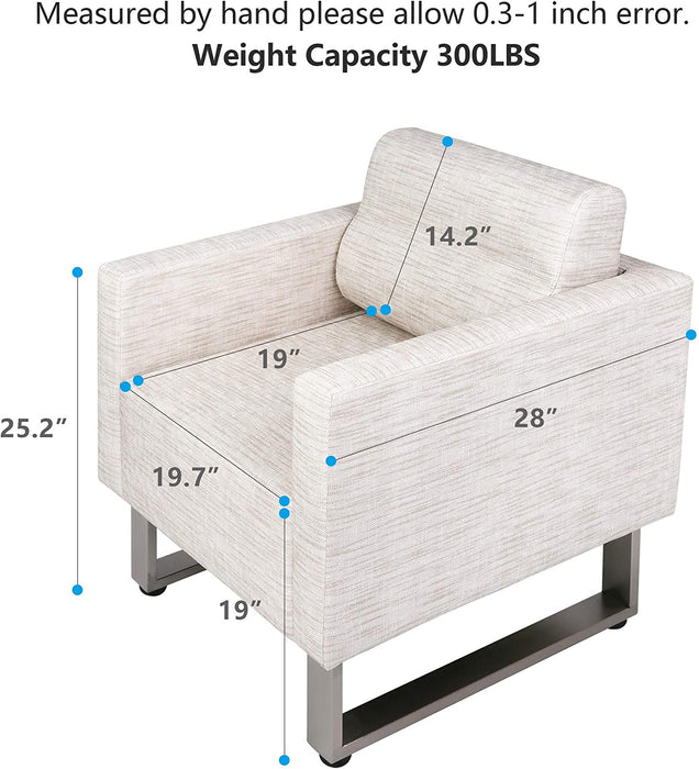 Office Guest Chairs Sofa Leather Club Chairs Accent Chairs with PU Leather Soft Sponge, White