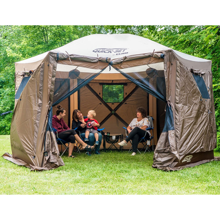 CLAM Quick-Set Pavilion 12.5 x 12.5 Foot Portable Outdoor Canopy Shelter, Brown