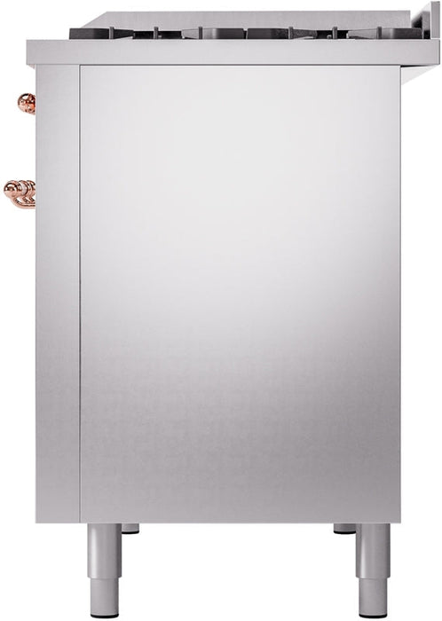 ILVE Nostalgie II 48" Dual Fuel Natural Gas Range in Stainless Steel with Copper Trim, UP48FNMPSSP