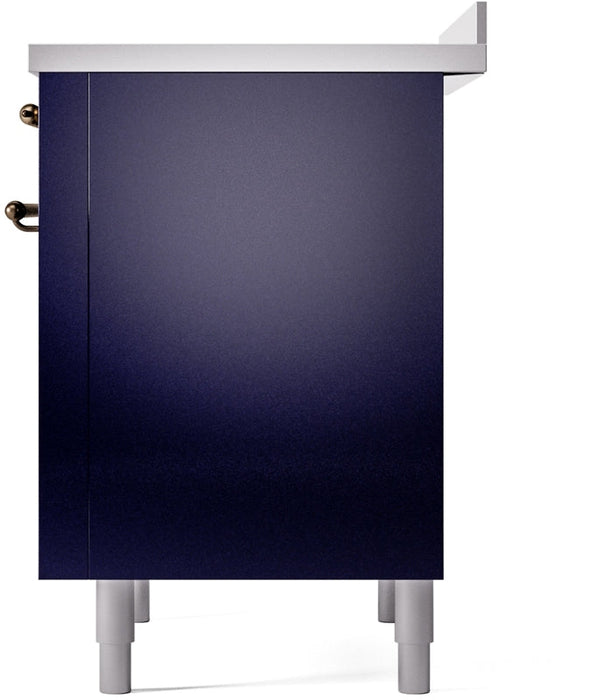 ILVE Nostalgie II 36" Induction Range with Element Stove and Electric Oven in Blue with Bronze Trim, UPI366NMPMBB