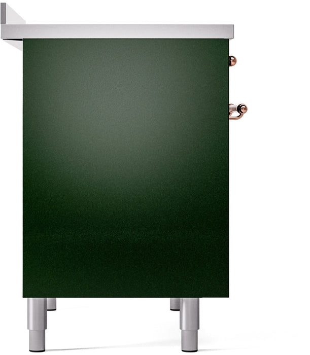 ILVE Nostalgie II 40" Induction Range with Element Stove and Electric Oven in Emerald Green with Copper Trim, UPDI406NMPEGP