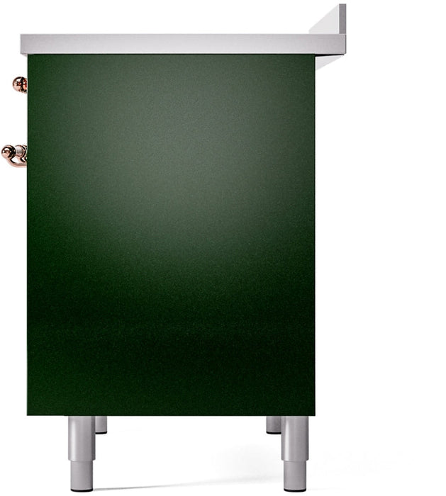 ILVE Nostalgie II 40" Induction Range with Element Stove and Electric Oven in Emerald Green with Copper Trim, UPDI406NMPEGP