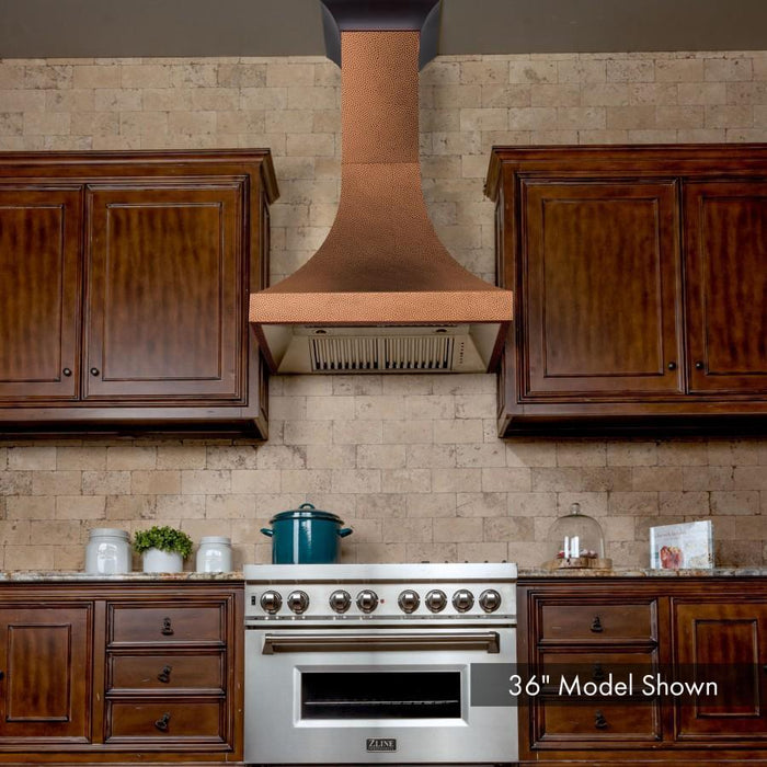 ZLINE 30 in. Designer Series Hand-Hammered Copper Finish Wall Range Hood, 8632H-30