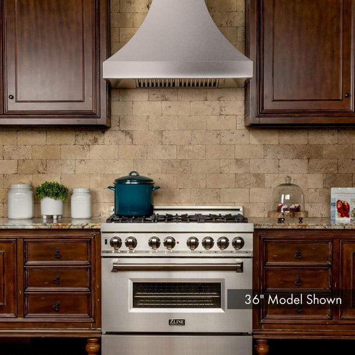 ZLINE 36 in. Designer Series DuraSnow® Stainless Finish Indoor Wall Range Hood, 8632S-36