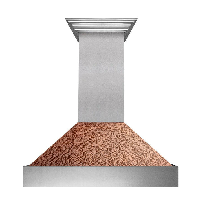 ZLINE Ducted Fingerprint Resistant Stainless Steel Range Hood with Hand-Hammered Copper Shell (8654HH)