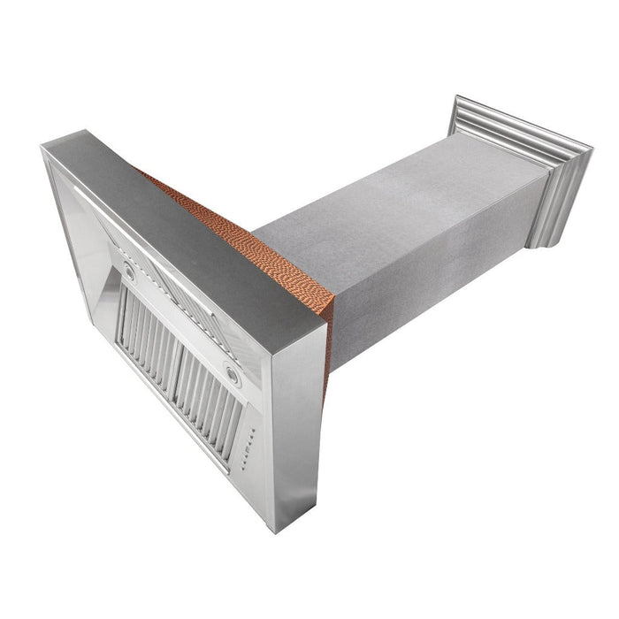 ZLINE Ducted Fingerprint Resistant Stainless Steel Range Hood with Hand-Hammered Copper Shell (8654HH)