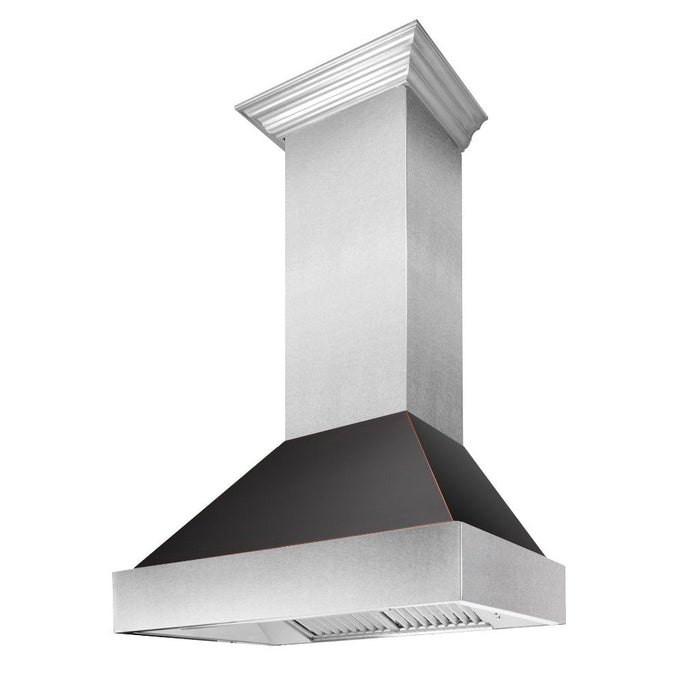 ZLINE Ducted Fingerprint Resistant Stainless Steel Range Hood with Oil Rubbed Bronze Shell (8654ORB)