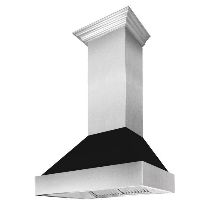 ZLINE 30 in. Ducted DuraSnow® Stainless Steel Range Hood with Black Matte Shell, 8654BLM-30