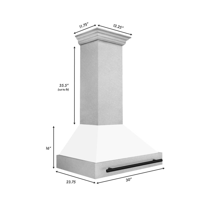 ZLINE Autograph Edition 36 in. Fingerprint Resistant Stainless Steel Range Hood with White Matte Shell and Accent Handle (8654SNZ-WM36)