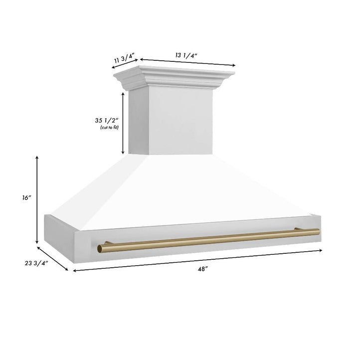 ZLINE Autograph Edition 48 in. Stainless Steel Range Hood with White Matte Shell and Handle (8654STZ-WM48)