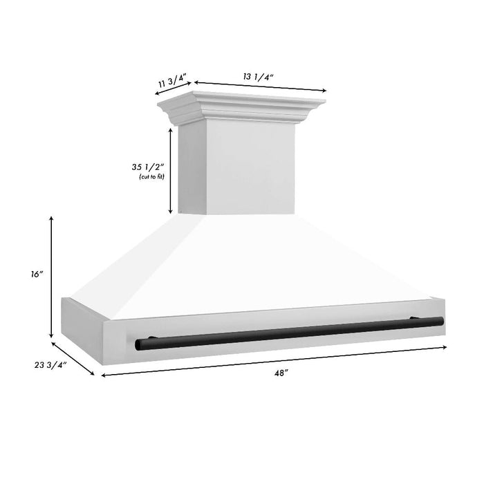 ZLINE Autograph Edition 48 in. Stainless Steel Range Hood with White Matte Shell and Handle (8654STZ-WM48)