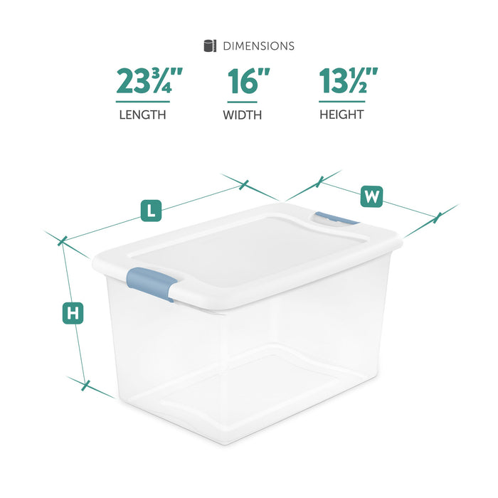 Sterilite 64 Qt Plastic Stacking Container, 6 Pack & 32 Qt Storage Boxes, 6 Pack