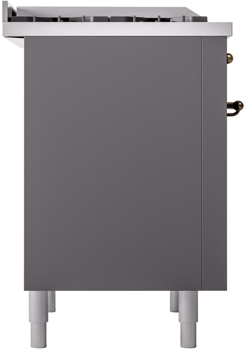 ILVE Nostalgie II 36" Dual Fuel Natural Gas Range in Matte Graphite with Bronze Trim, UP36FNMPMGB