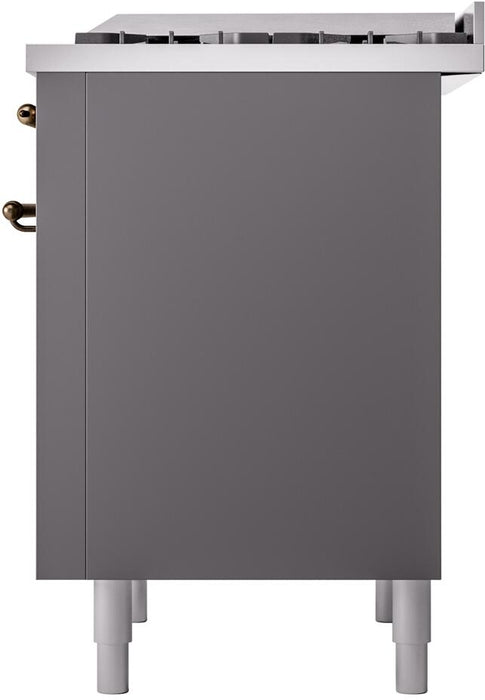 ILVE Nostalgie II 36" Dual Fuel Natural Gas Range in Matte Graphite with Bronze Trim, UP36FNMPMGB